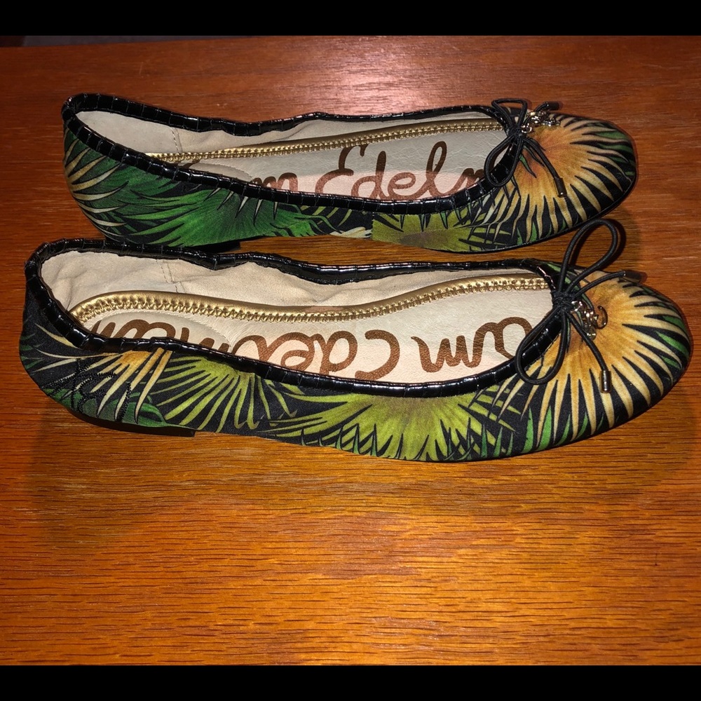 New-Sam Edelman-sz 5-Tropical fabric and leather